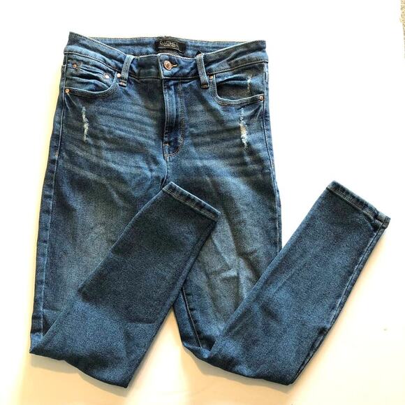 Rachel Roy Women's Medium Wash Distressed Cropped Skinny Jeans - Size 4 - Picture 1 of 10